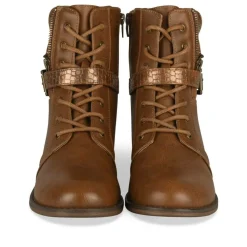 Bottines COGNAC Femme Motif Animal Lacets