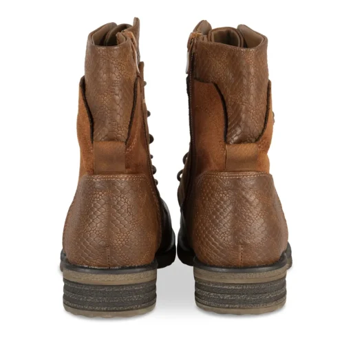 Bottines COGNAC Femme Motif Animal Lacets