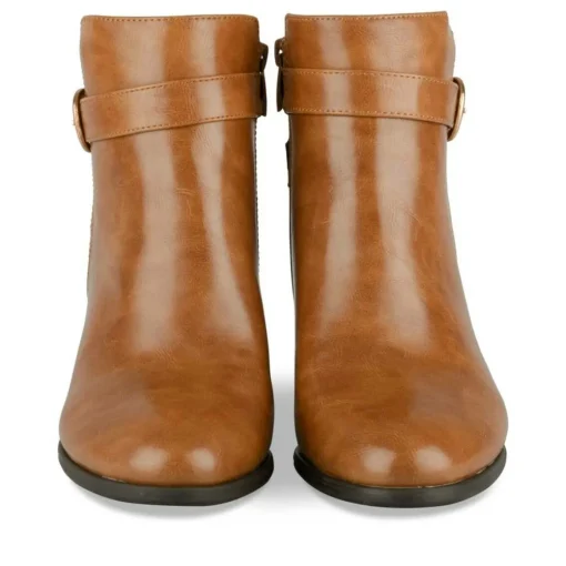 Bottines COGNAC Femme Motif Uni Fermeture éclair