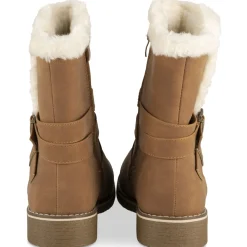 Bottines COGNAC Femme Motif Fausse Fourrure Fermeture éclair