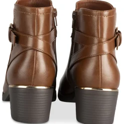 Bottines COGNAC Femme Motif Uni Fermeture éclair