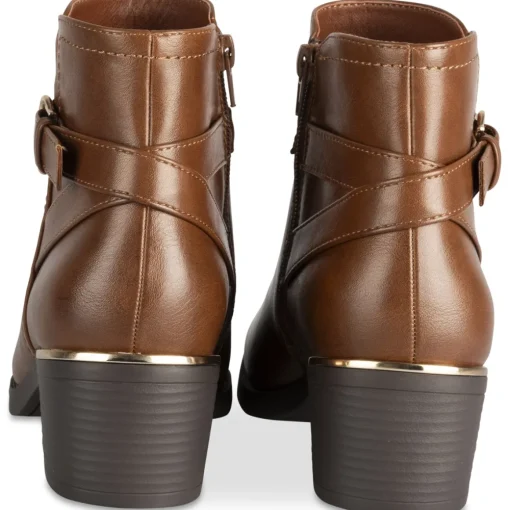 Bottines COGNAC Femme Motif Uni Fermeture éclair