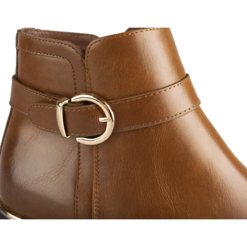 Bottines COGNAC Femme Motif Uni Fermeture éclair