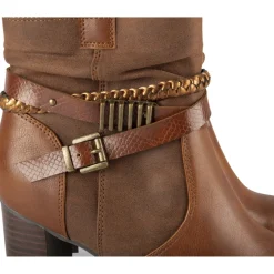 Bottines COGNAC Femme Motif Uni Fermeture éclair