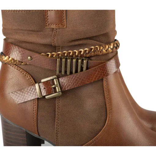 Bottines COGNAC Femme Motif Uni Fermeture éclair