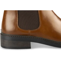 Bottines COGNAC Femme Motif Uni Elastique