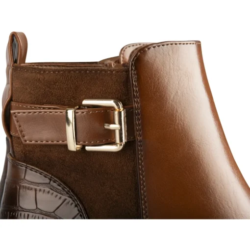 Bottines COGNAC Femme Motif Uni Fermeture éclair