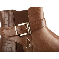 Bottines COGNAC Femme Motif Animal Fermeture éclair