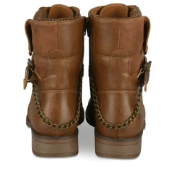Bottines COGNAC Femme Motif Animal Lacets