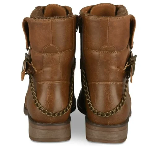 Bottines COGNAC Femme Motif Animal Lacets