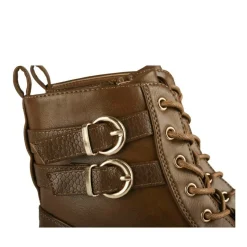 Bottines COGNAC Femme Motif Animal Lacets