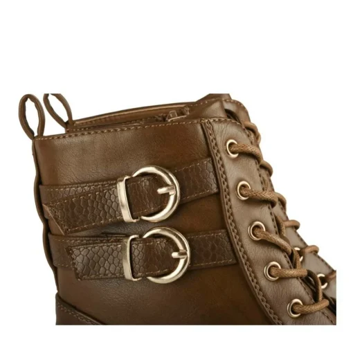 Bottines COGNAC Femme Motif Animal Lacets