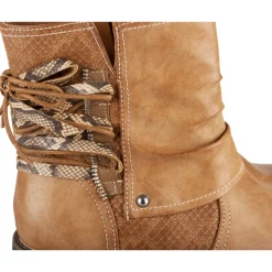 Bottines COGNAC Femme Motif Animal Fermeture éclair