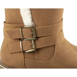 Bottines COGNAC Femme Motif Fausse Fourrure Fermeture éclair