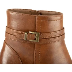 Bottines COGNAC Femme Motif Uni Fermeture éclair