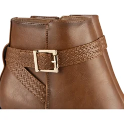 Bottines COGNAC Femme Motif Uni Fermeture éclair