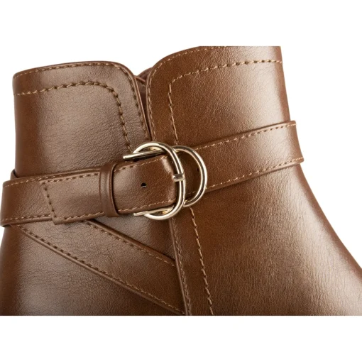 Bottines COGNAC Femme Motif Uni Fermeture éclair