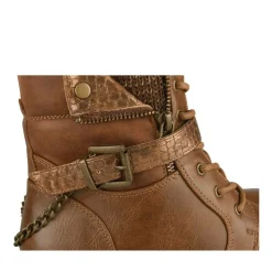 Bottines COGNAC Femme Motif Animal Lacets