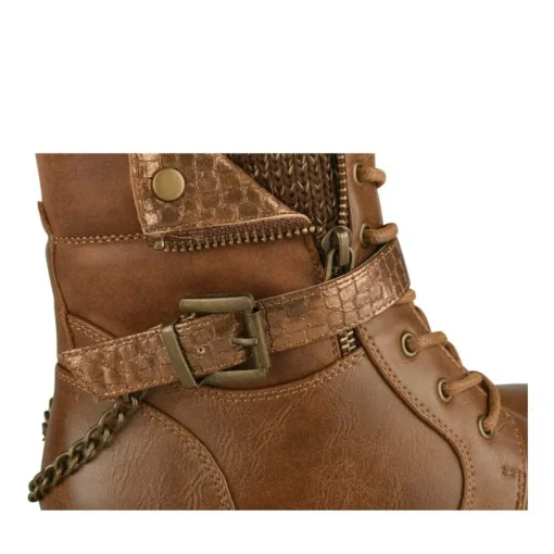 Bottines COGNAC Femme Motif Animal Lacets