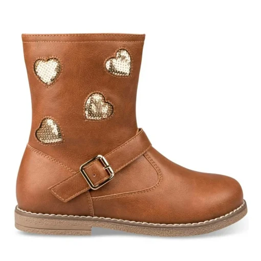 Bottines COGNAC Fille Motif Uni Fermeture éclair