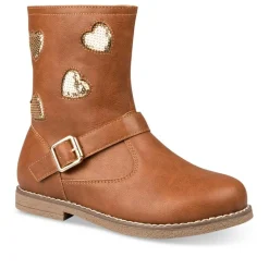 Bottines COGNAC Fille Motif Uni Fermeture éclair