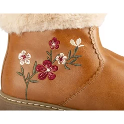 Bottines COGNAC Fille Motif Uni Fermeture éclair