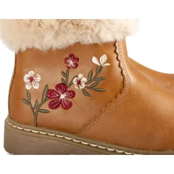 Bottines COGNAC Fille Motif Uni Fermeture éclair