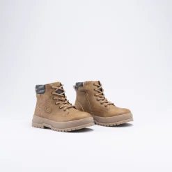 Bottines COGNAC Garçon Motif Uni Lacets