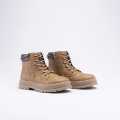 Bottines COGNAC Garçon Motif Uni Lacets