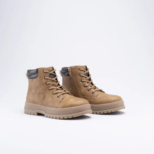 Bottines COGNAC Garçon Motif Uni Lacets