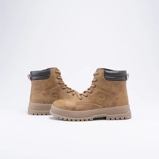 Bottines COGNAC Garçon Motif Uni Lacets