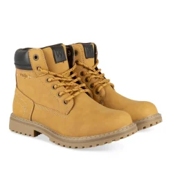 Bottines COGNAC Garçon Motif Uni Lacets