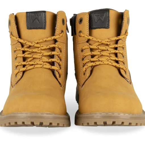 Bottines COGNAC Garçon Motif Uni Lacets