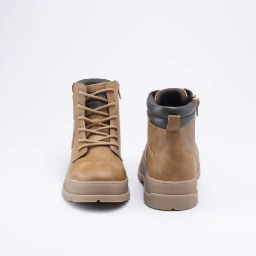 Bottines COGNAC Garçon Motif Uni Lacets