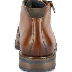 Bottines COGNAC Homme CUIR Motif Uni Lacets + Fermeture éclair