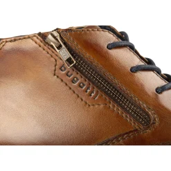 Bottines COGNAC Homme CUIR Motif Uni Lacets + Fermeture éclair