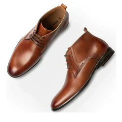 Bottines COGNAC Homme CUIR Motif Uni Lacets