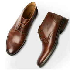 Bottines COGNAC Homme CUIR Motif Uni Lacets
