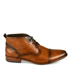 Bottines COGNAC Homme Motif Uni Lacets