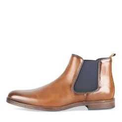 Bottines COGNAC Homme Motif Uni Elastique