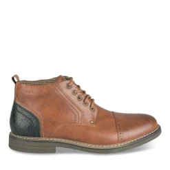 Bottines COGNAC Homme Motif Uni Lacets