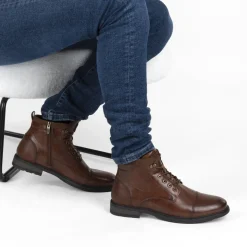 Bottines COGNAC Homme Motif Uni Lacets