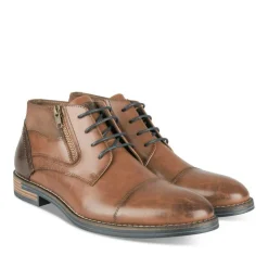 Bottines COGNAC Homme Motif Uni Lacets