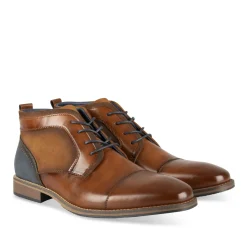 Bottines COGNAC Homme Motif Uni Lacets