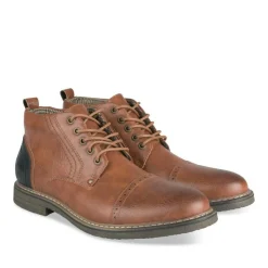Bottines COGNAC Homme Motif Uni Lacets