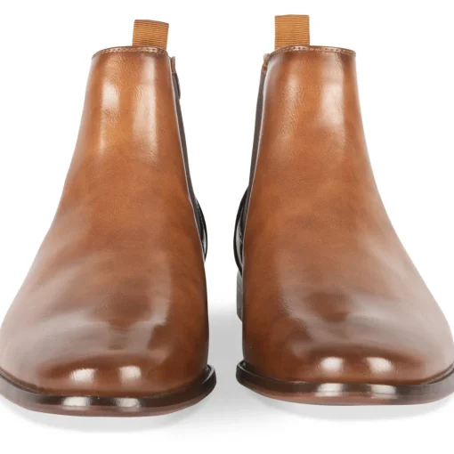 Bottines COGNAC Homme Motif Uni Elastique