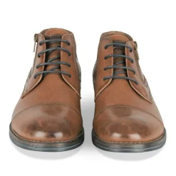 Bottines COGNAC Homme Motif Uni Lacets