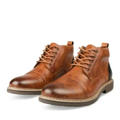 Bottines COGNAC Homme Motif Uni Lacets