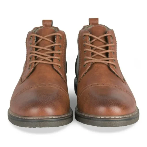 Bottines COGNAC Homme Motif Uni Lacets