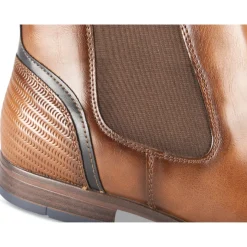 Bottines COGNAC Homme Motif Uni Elastique